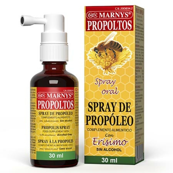 Propoltos MARNYS. Spray bucal de propóleo con Erísimo.